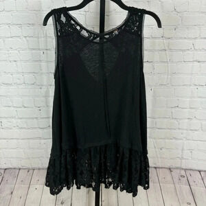 Free People Black Lace Trapeze Tank Top Size Small